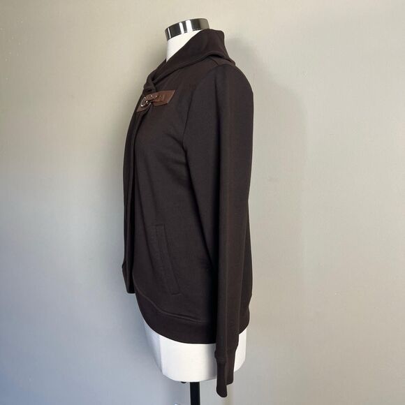 Ralph Lauren Active Wrap Sweater Womens Medium Brown Buckle with Pockets - Picture 3 of 11